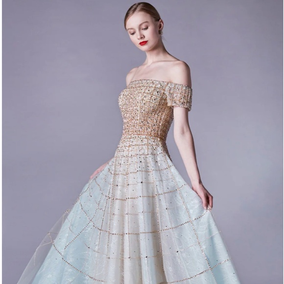 [NWOT] Andrea & Leo Couture A0724 Off Shoulder Dress - Picture 1 of 2